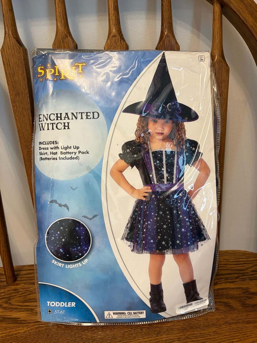 Spirit Halloween Enchanted Witch Costume Size 5T-6T Light Up Skirt